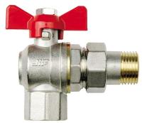 Кран шаровый американка угловая 1/2" бабочка (красная) JIF 361 NB (10/80)
